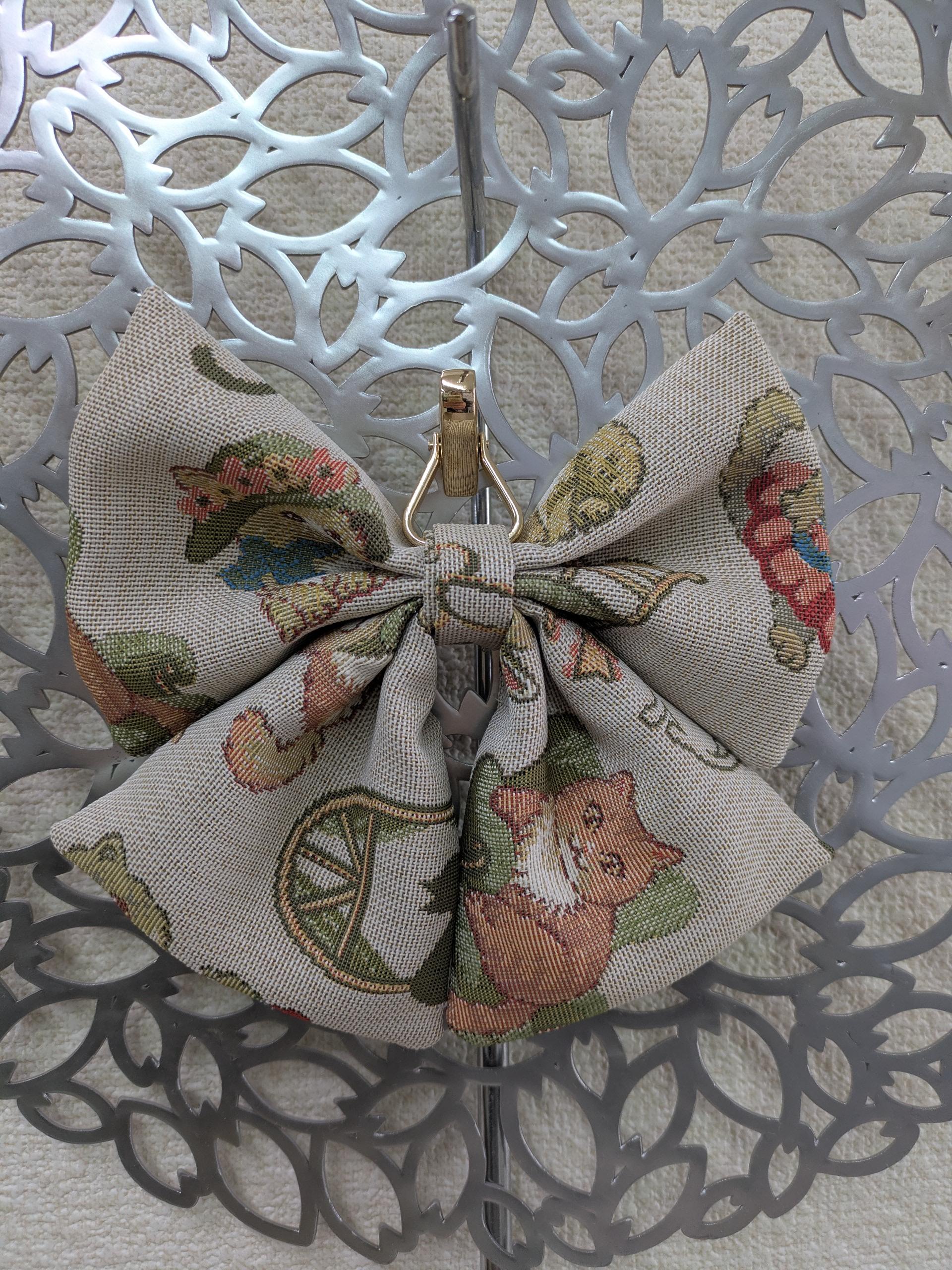 『帯の華』ひらく職人”五呂”が作る　『尾州ねこまる』　🎀リボンチャーム🎀　　送料無料1枚目の画像