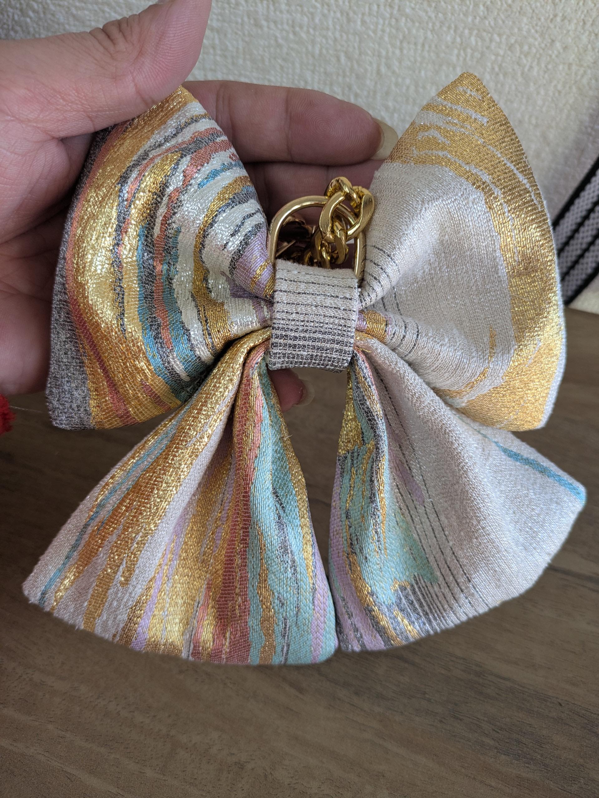 『帯の華』ひらく職人”五呂”が作る『オビカラ』　帯で作る　🎀リボンチャーム🎀　チェーンタイプに変更しました。 | 2枚目