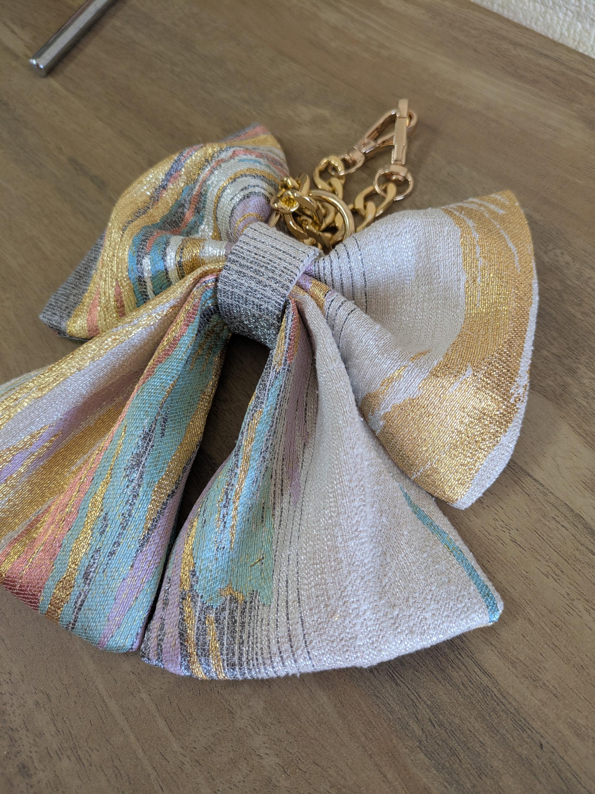 『帯の華』ひらく職人”五呂”が作る『オビカラ』　帯で作る　🎀リボンチャーム🎀　チェーンタイプに変更しました。 | 4枚目