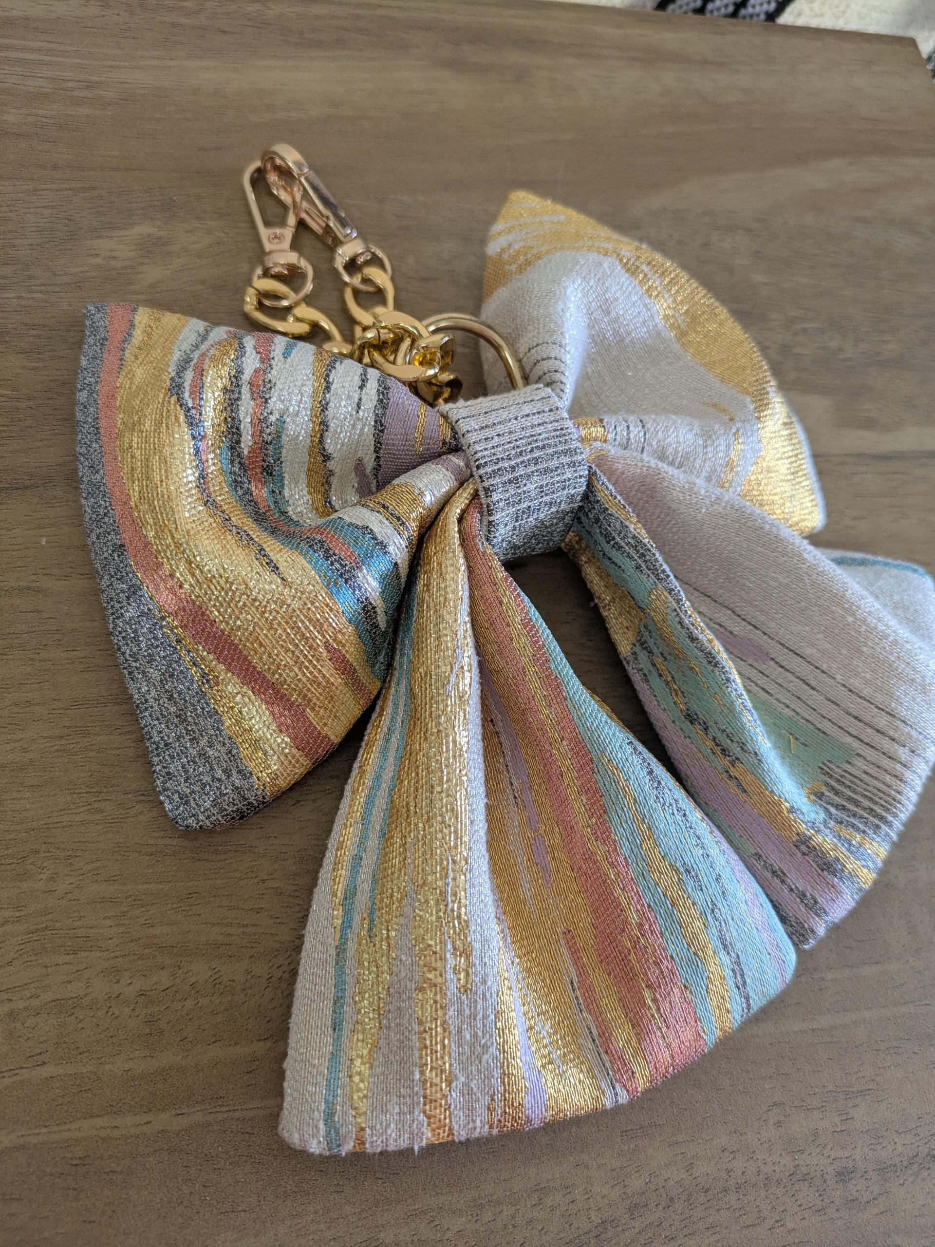 『帯の華』ひらく職人”五呂”が作る『オビカラ』　帯で作る　🎀リボンチャーム🎀　チェーンタイプに変更しました。 | 3枚目