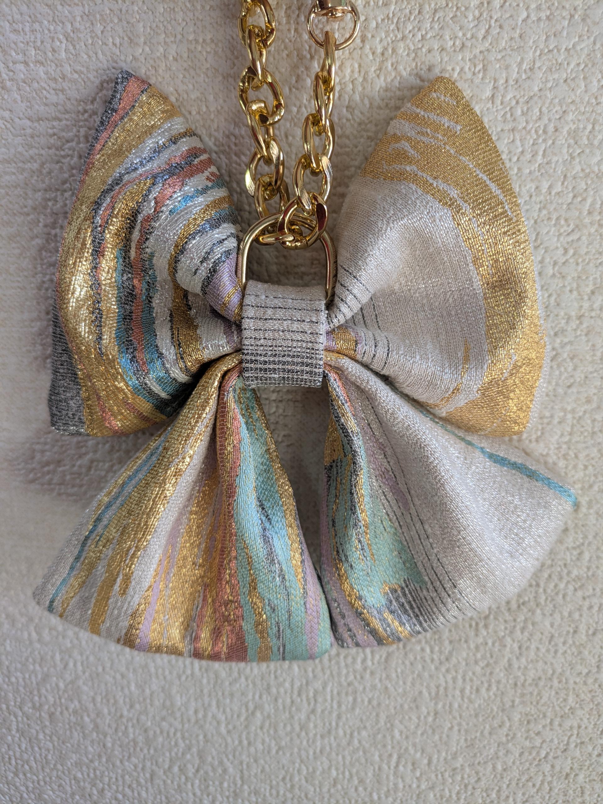 『帯の華』ひらく職人”五呂”が作る『オビカラ』　帯で作る　🎀リボンチャーム🎀　チェーンタイプに変更しました。 | 6枚目