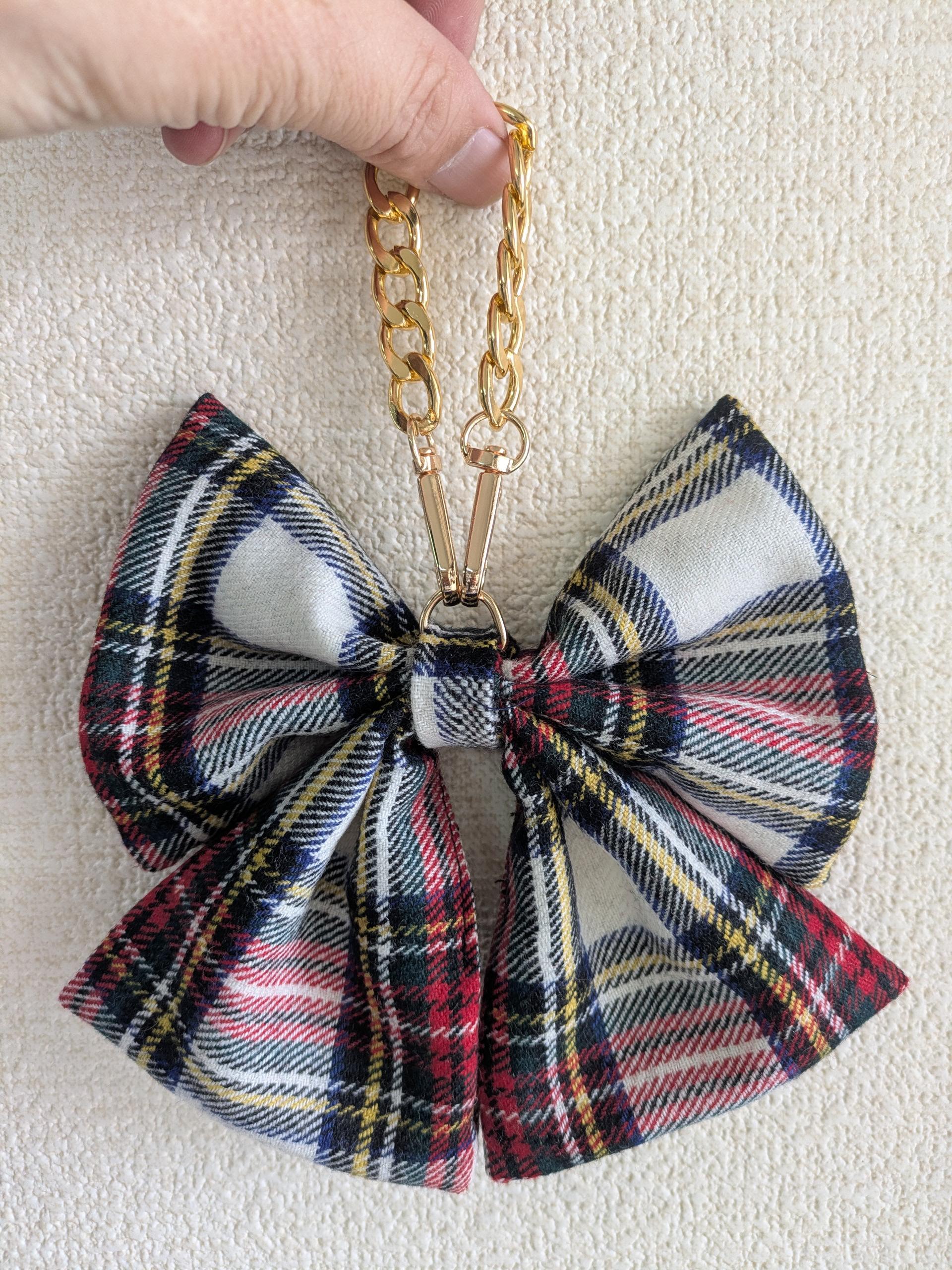 🎀リボンチャーム🎀『帯の華』ひらく職人”五呂”が作る　『尾州チェック柄』★チェーンタイプに変更しました | 3枚目