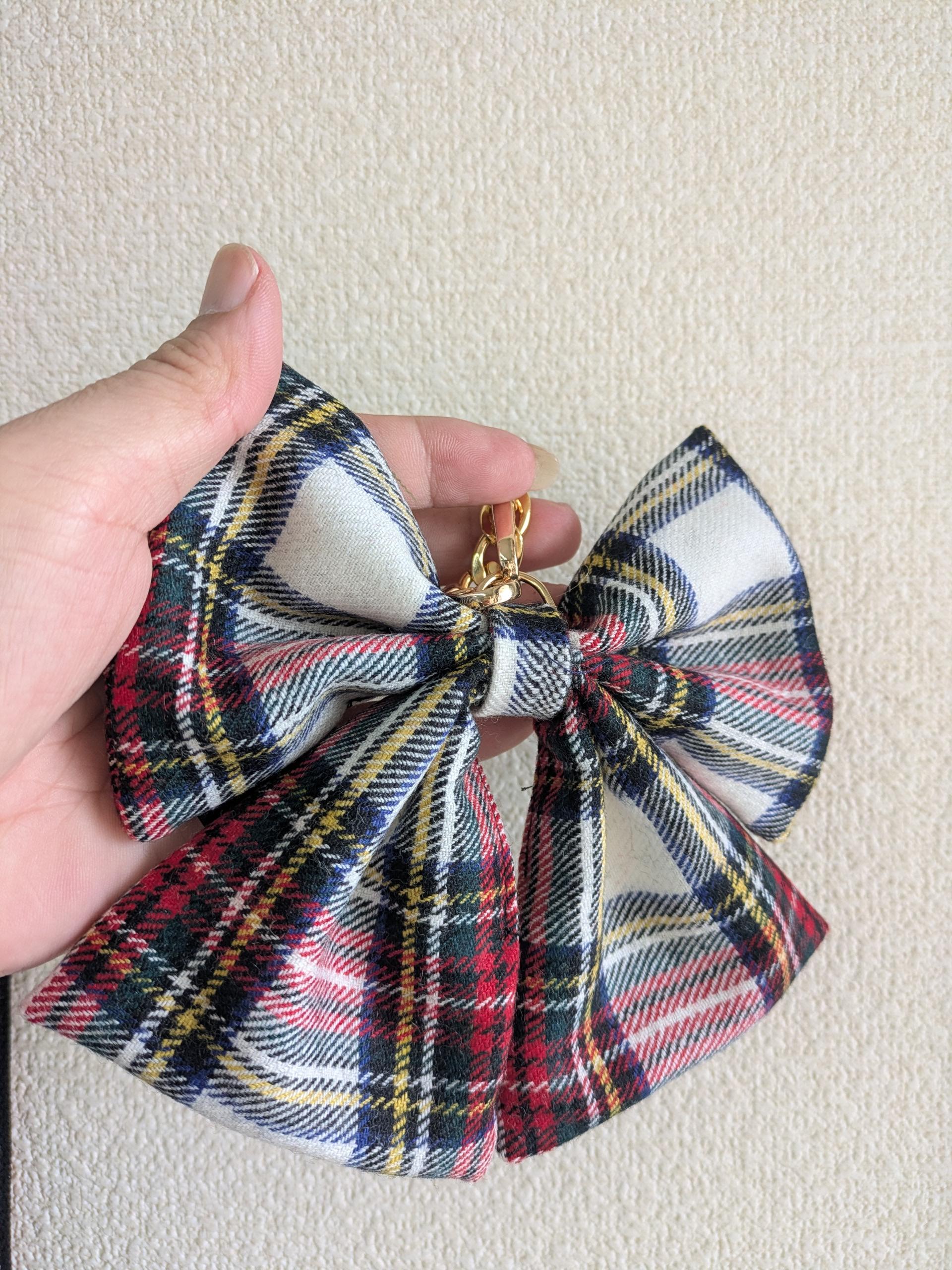 🎀リボンチャーム🎀『帯の華』ひらく職人”五呂”が作る　『尾州チェック柄』★チェーンタイプに変更しました | 4枚目