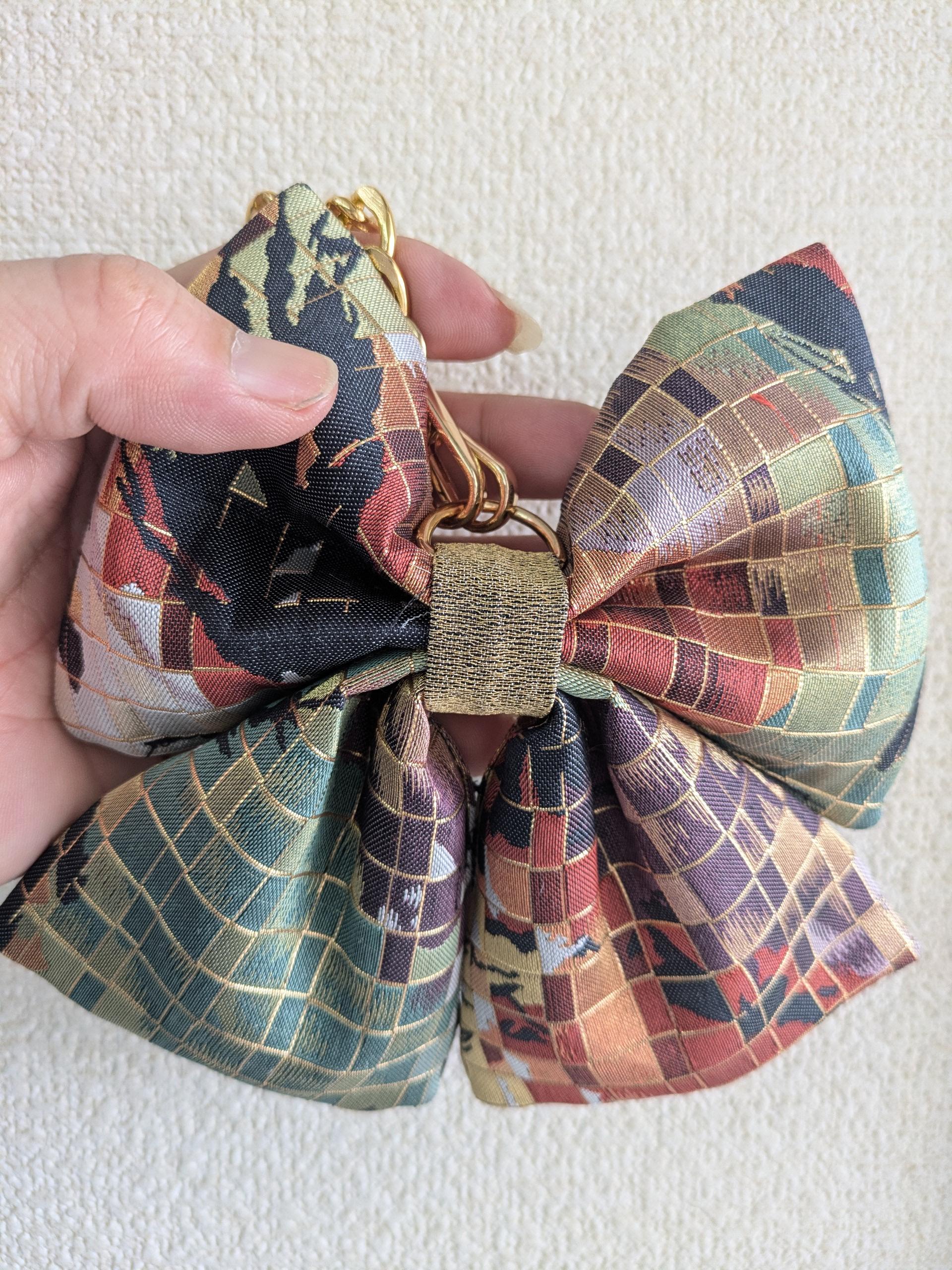 『帯の華』ひらく職人”五呂”が作る『オビカラ』　帯で作る　🎀リボンチャーム🎀　チェーンタイプに変更しました。1枚目の画像