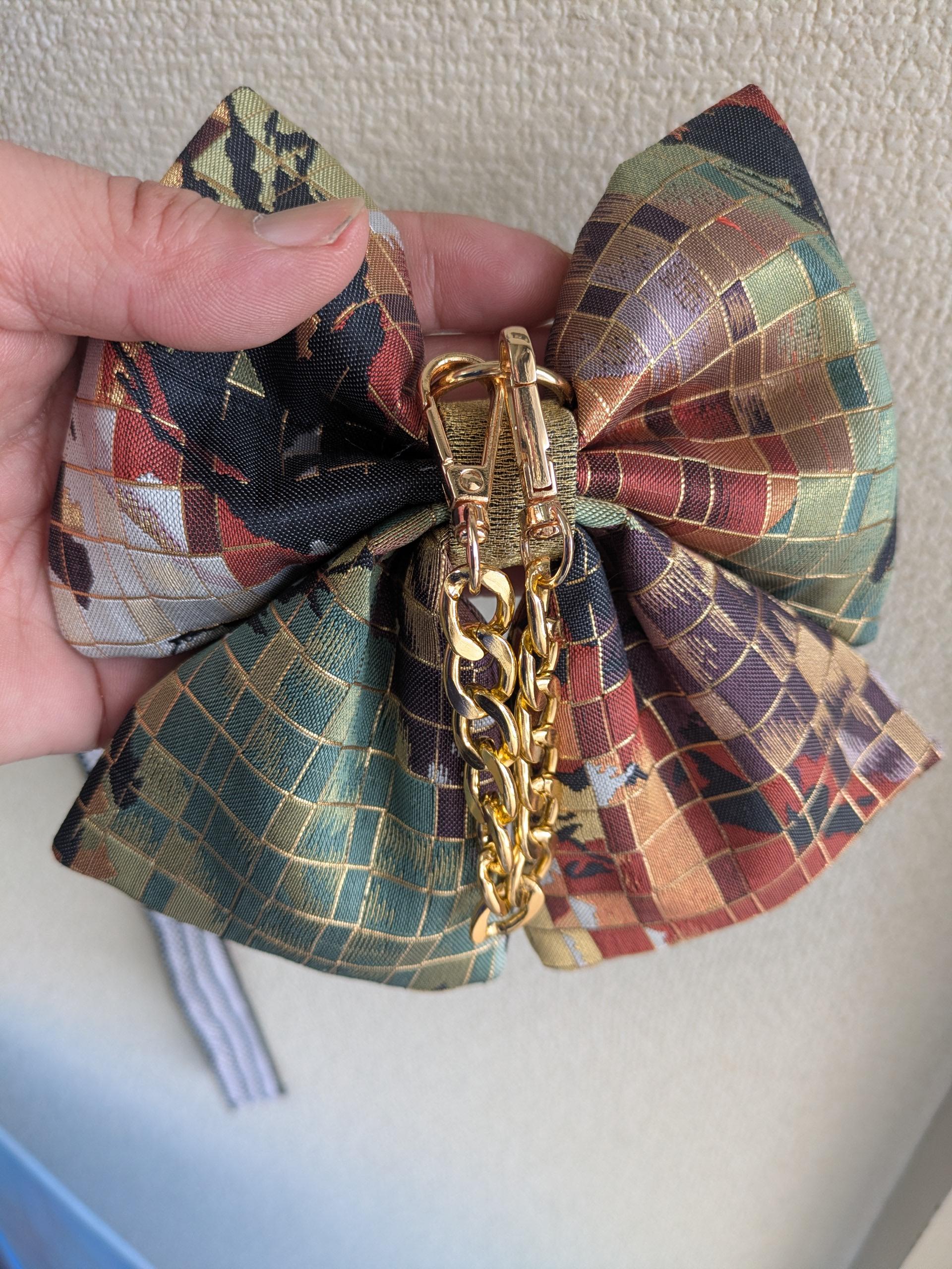 『帯の華』ひらく職人”五呂”が作る『オビカラ』　帯で作る　🎀リボンチャーム🎀　チェーンタイプに変更しました。 | 2枚目