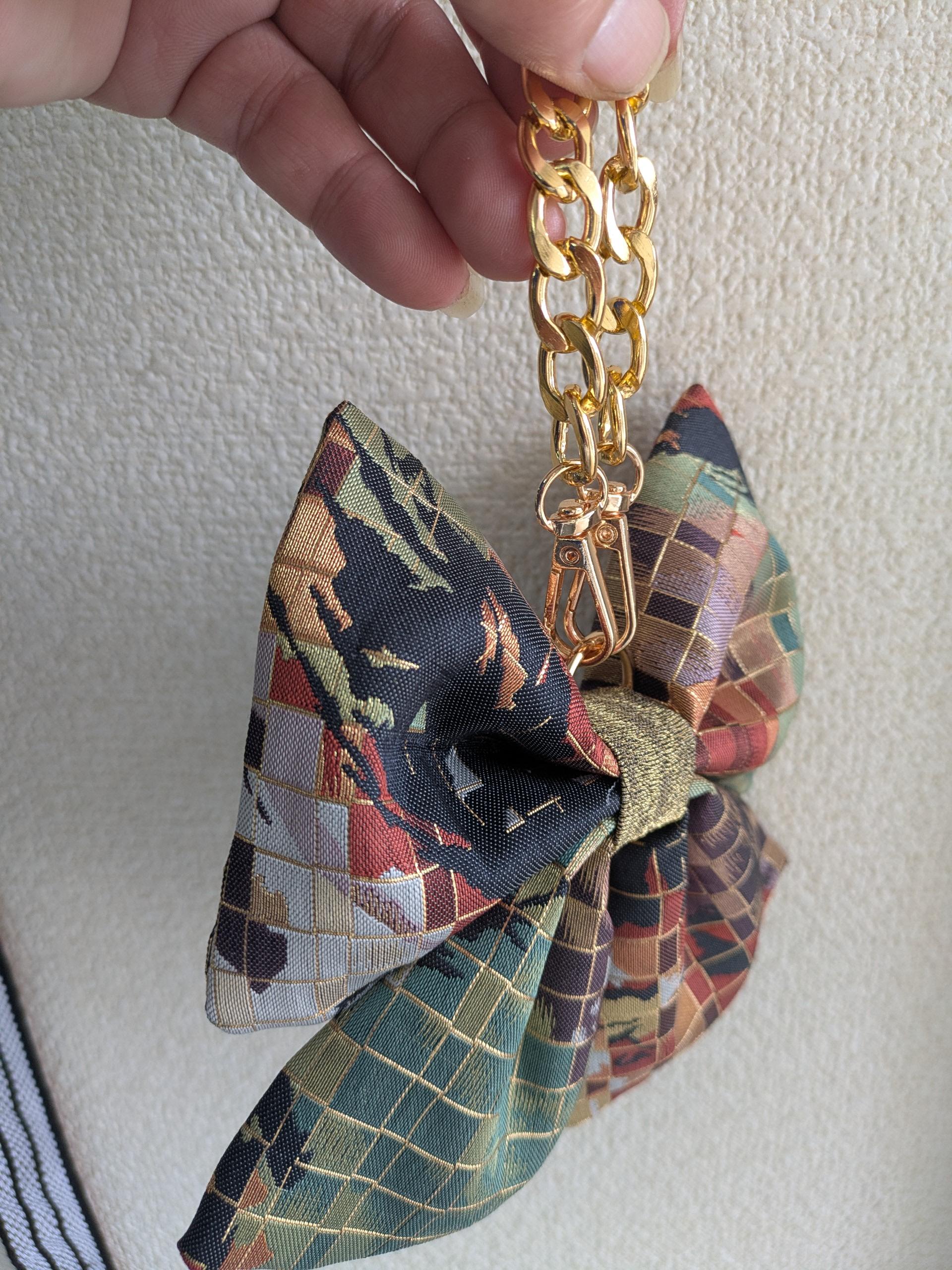 『帯の華』ひらく職人”五呂”が作る『オビカラ』　帯で作る　🎀リボンチャーム🎀　チェーンタイプに変更しました。 | 4枚目