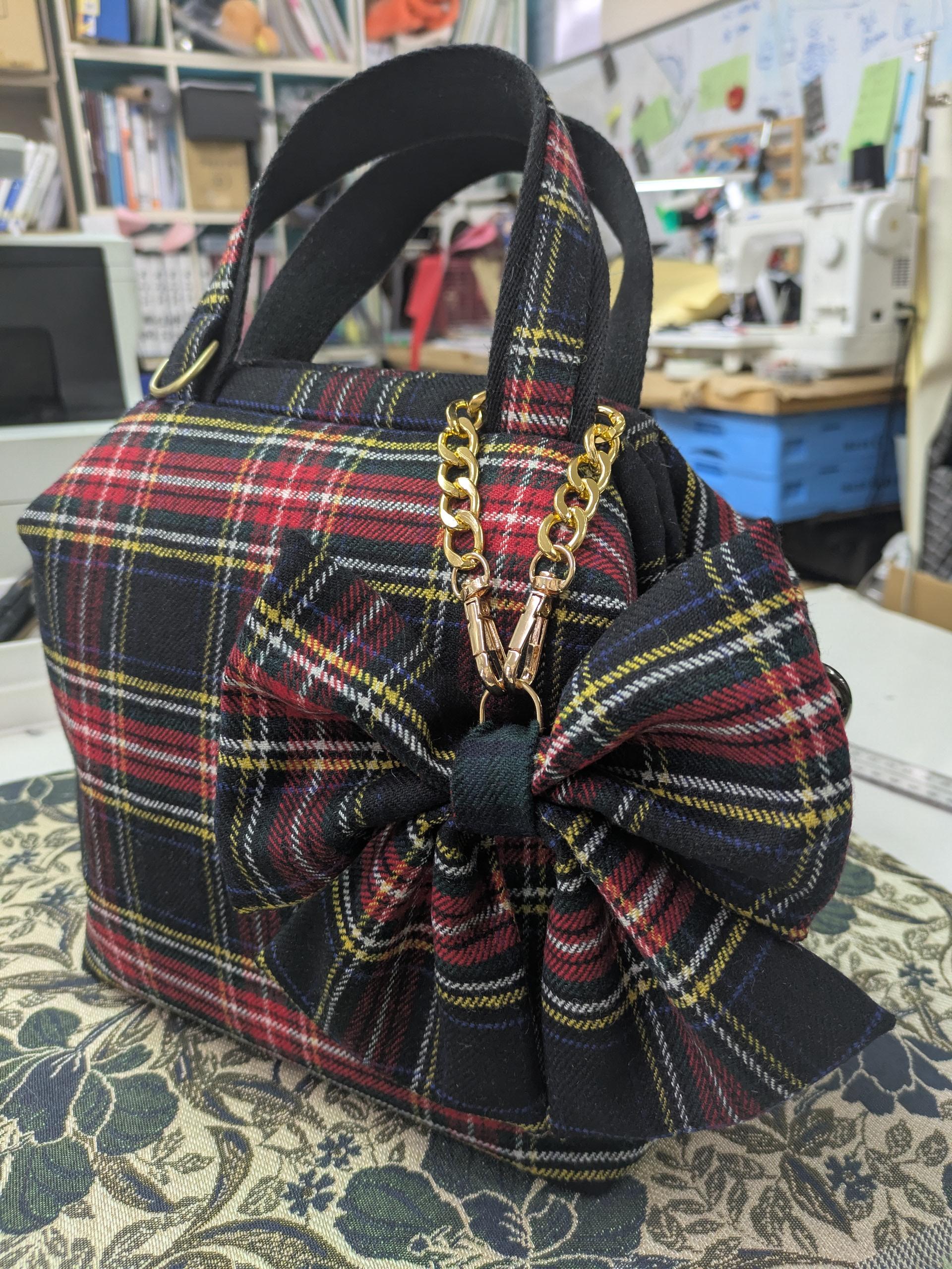 ：『尾州　チェック柄』　M1スタイル　『尾州』認定生地使用　リボンチャーム別　ゴルフのカートバックにも | 13枚目