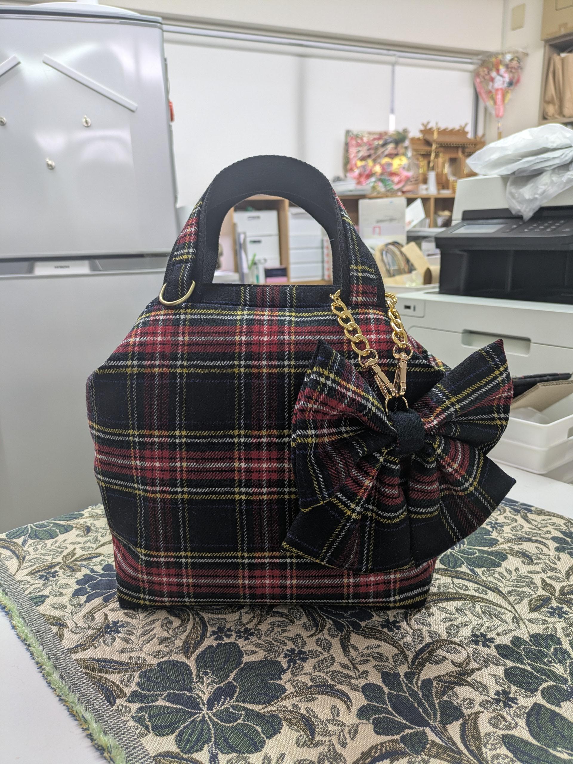 ：『尾州　チェック柄』　M1スタイル　『尾州』認定生地使用　リボンチャーム別　ゴルフのカートバックにも | 3枚目