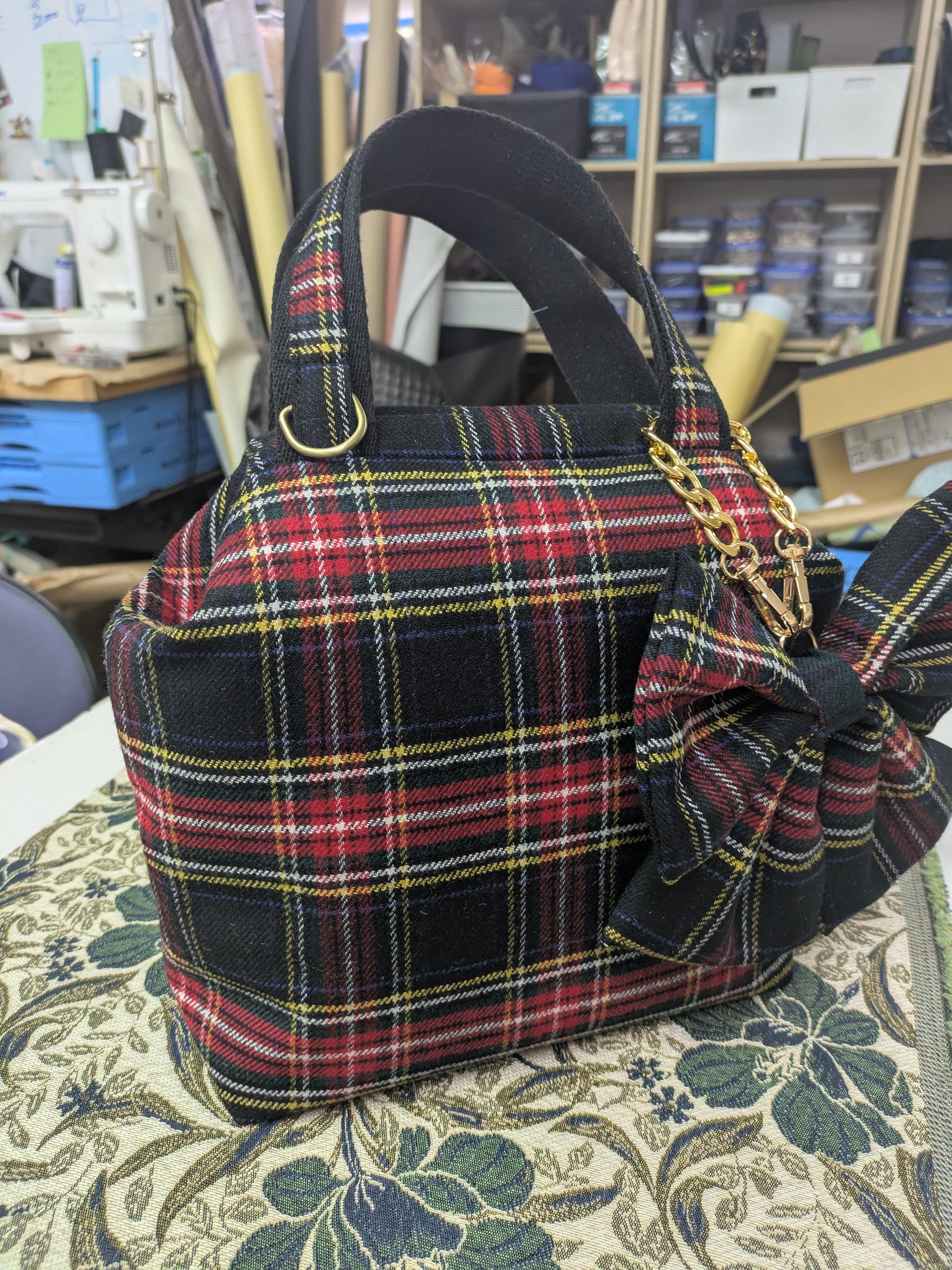 ：『尾州　チェック柄』　M1スタイル　『尾州』認定生地使用　リボンチャーム別　ゴルフのカートバックにも | 7枚目