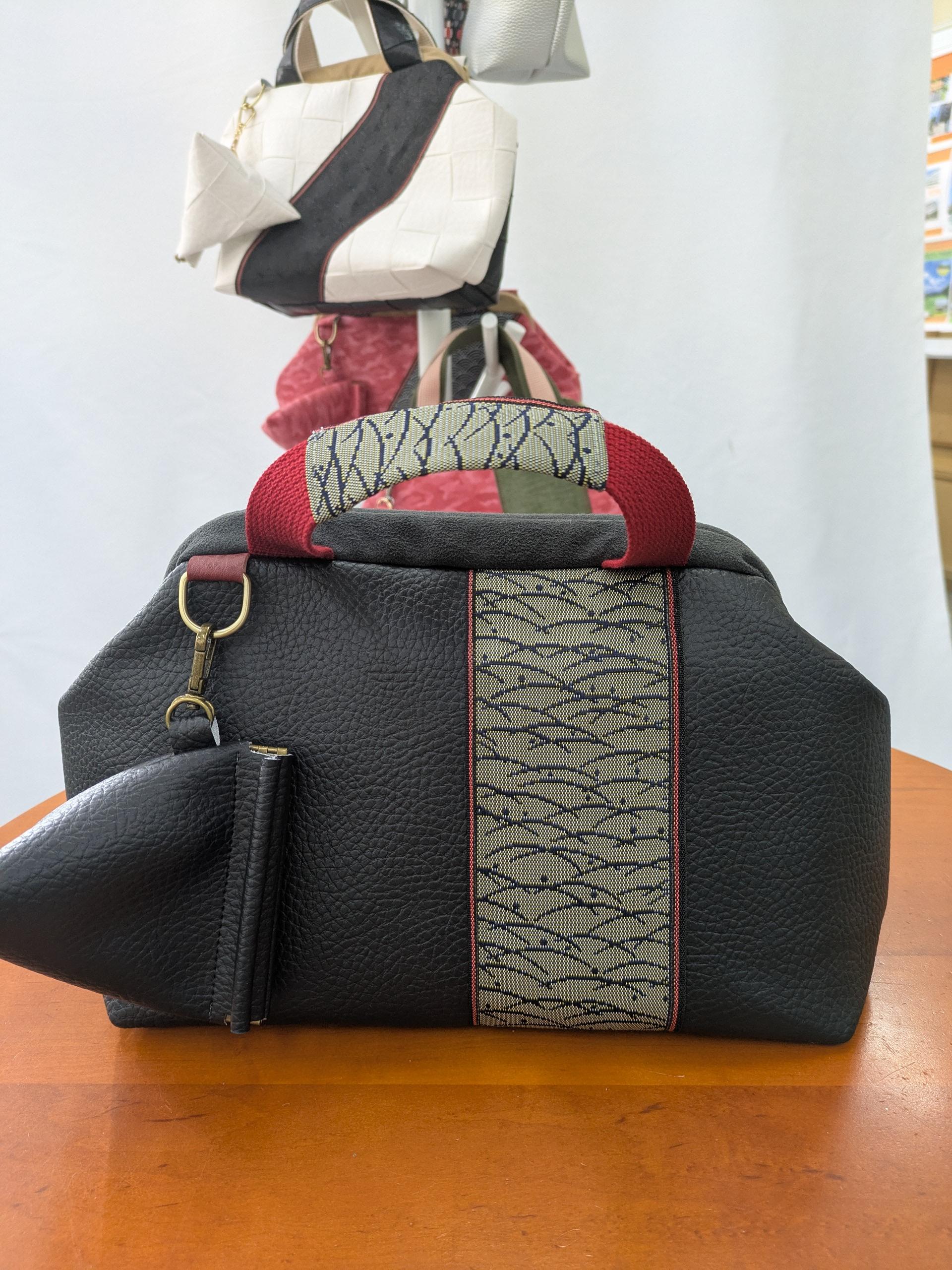 合皮　GOLFラウンドバック　カラス対策トートバック　『G-Job』ポーチ付き　Lタイプ　普段使い　ばね口金具　送料無料1枚目の画像