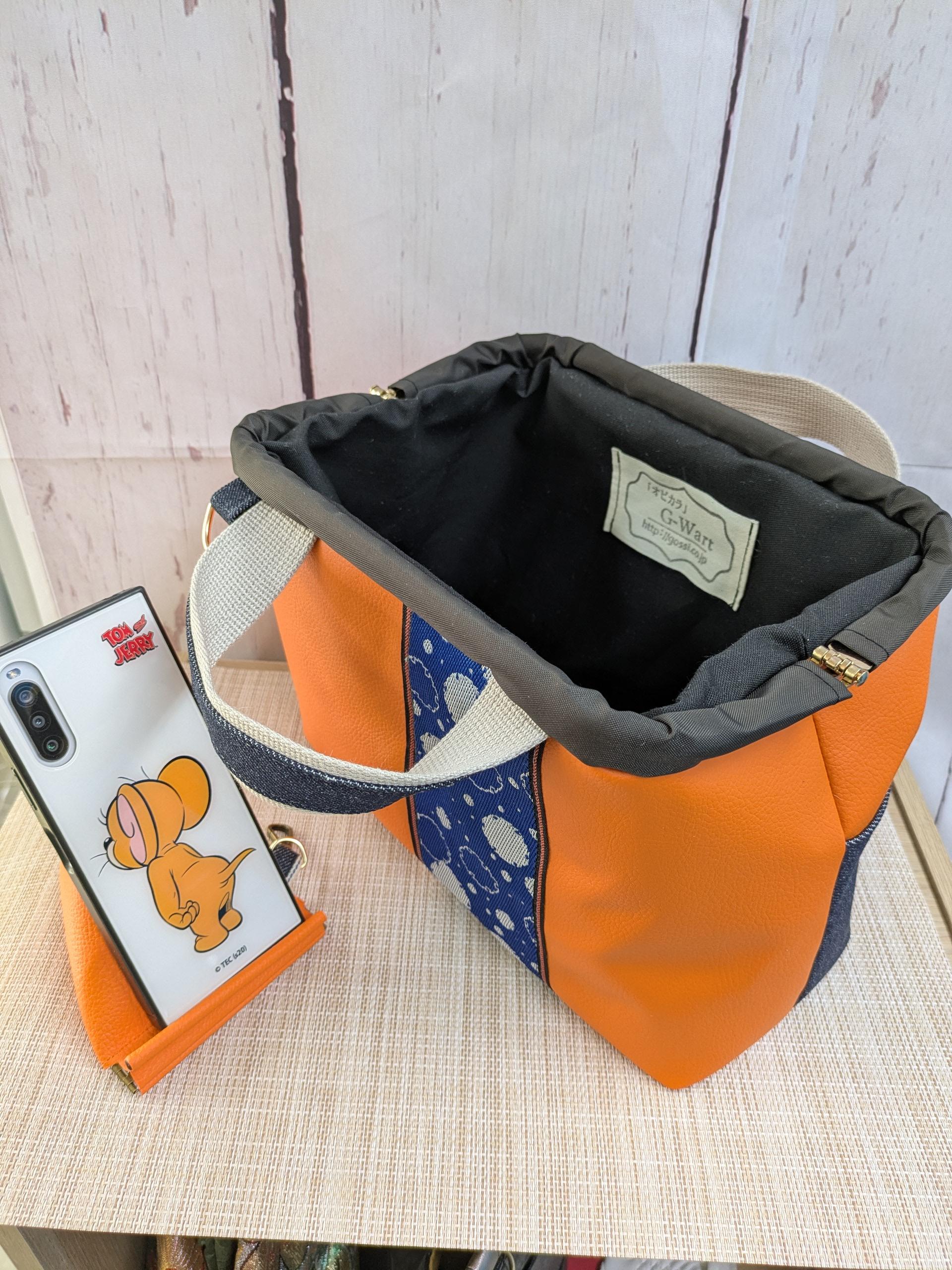 @合皮　普段使いも　GOLFラウンドバック　トートバック　『G-Job』ポーチ付き　Lタイプ　ばね口金具　送料無料1枚目の画像