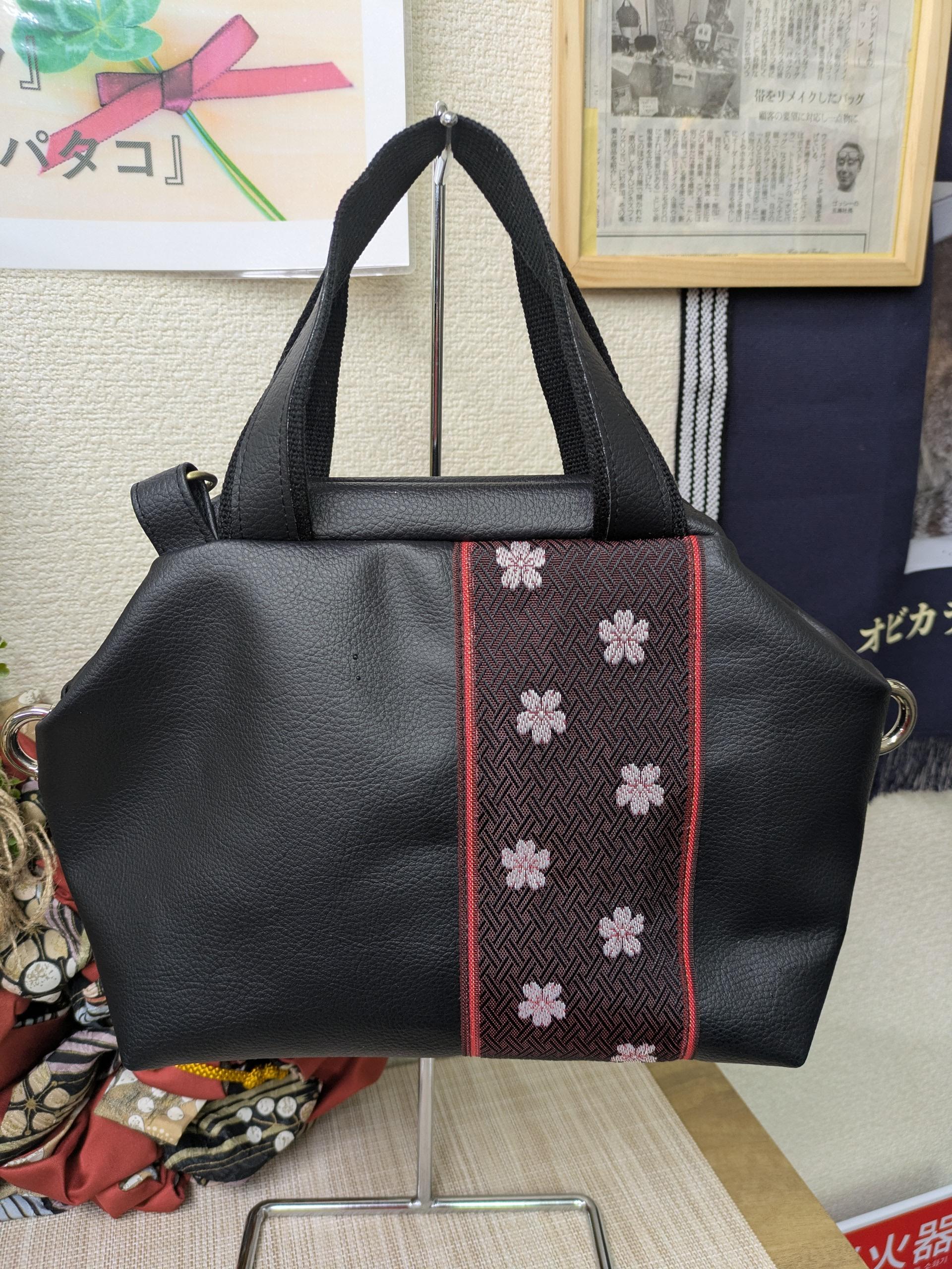 『PAKAO&PATACO』合皮バック 『吉祥』紋様 サクラ柄 サイズ M2 送料無料1枚目の画像